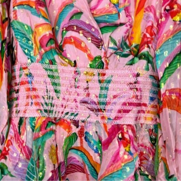 Rococo Sand Rio Short Dress womens small tropical print long sleeve summer beach - Picture 6 of 11